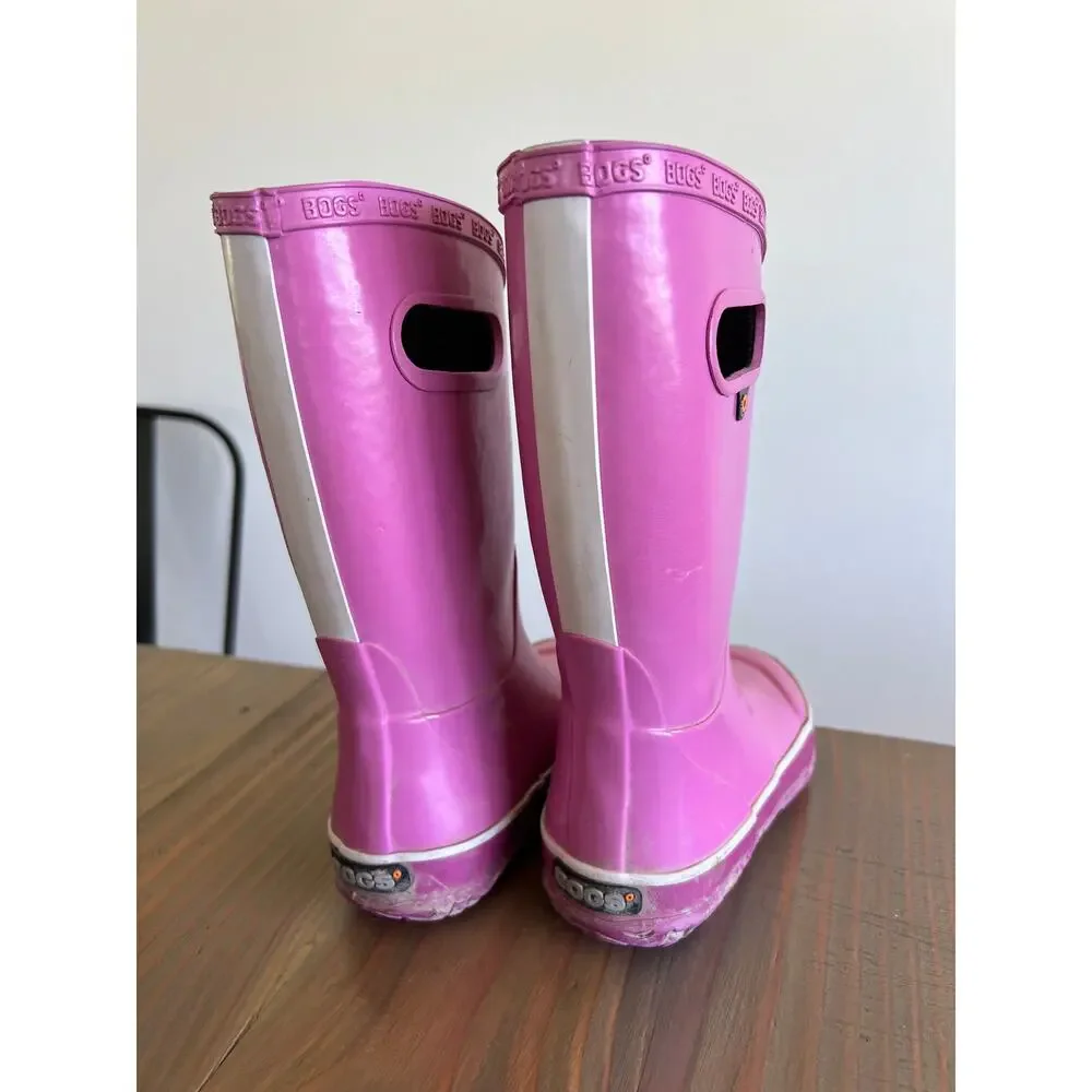 BOGS Pink Rubber Rain Boots Little Girls Size 10